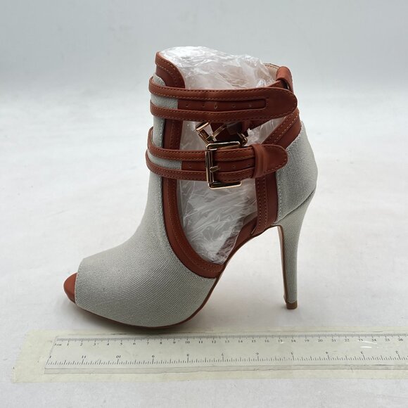 XYD Tan and Cream Ankle Booties - Picture 2 of 8
